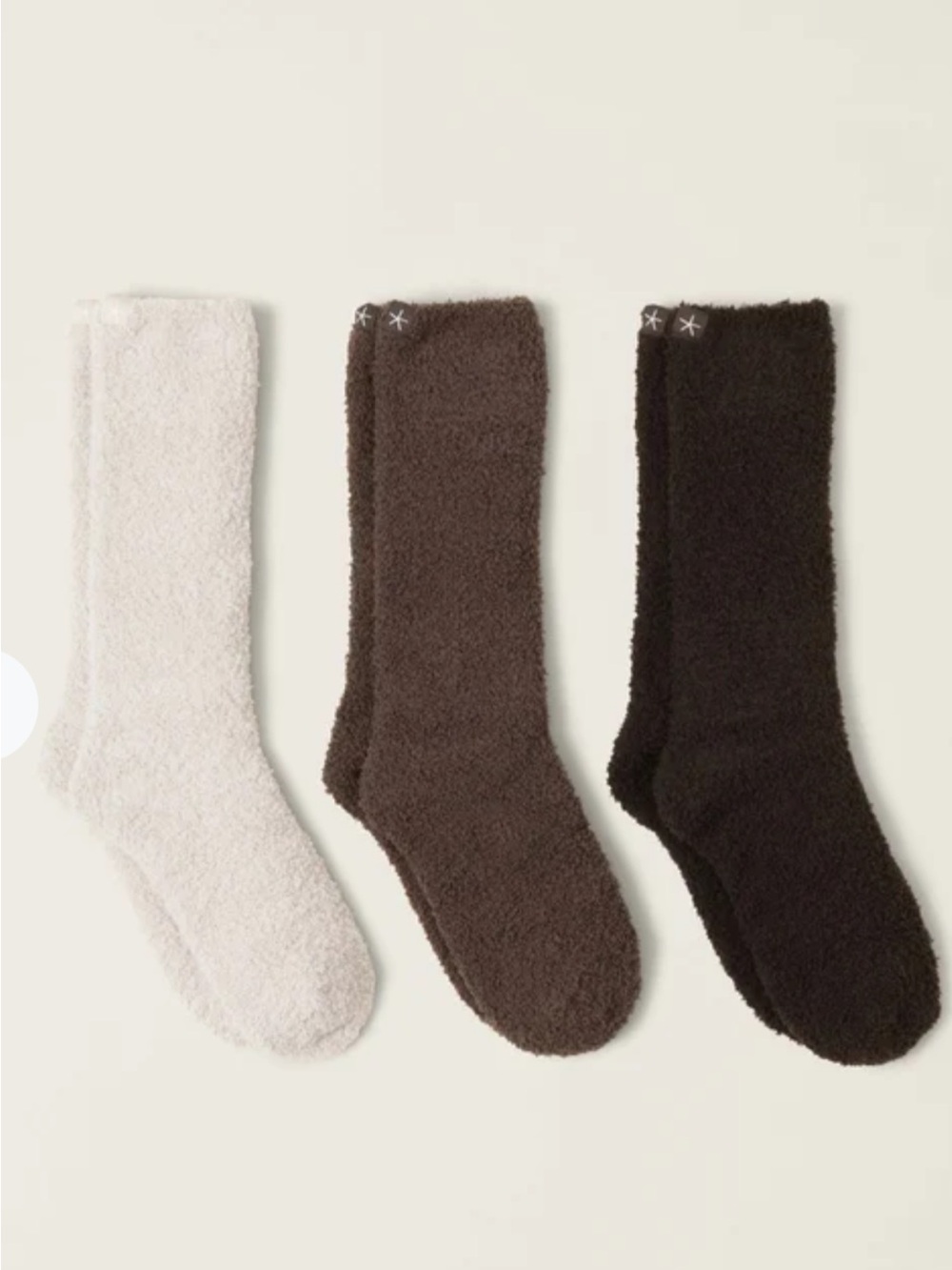 Barefoot Dreams CozyChic 3 Pair Socks Set in espresso multi, NEW GIFTBOX